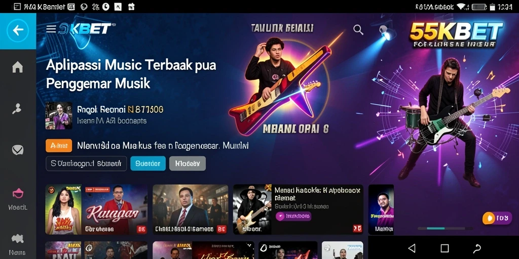 Screenshot gameplay 55KBET yang menampilkan koleksi lagu favorit.