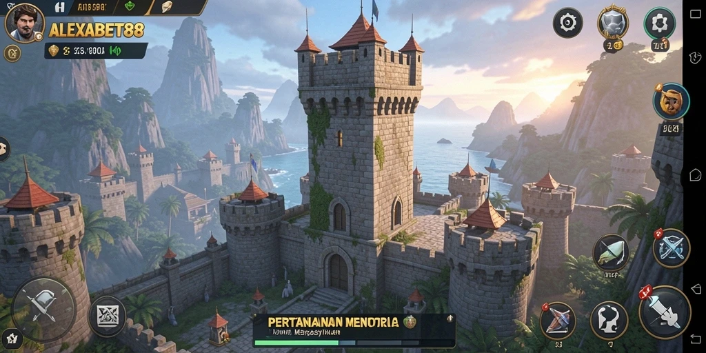Tampilan gameplay ALEXABET88 dalam pertahanan menara yang menarik.