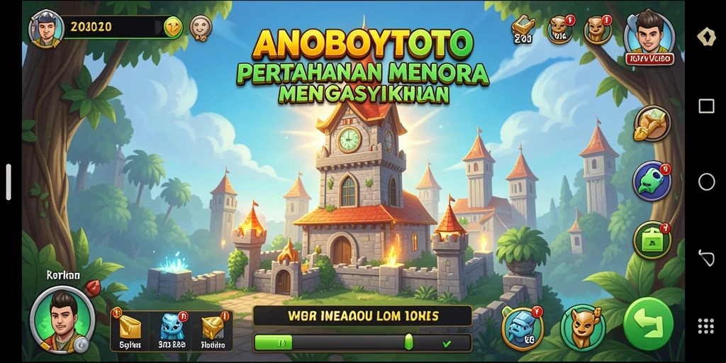 Screenshot ANOBOYTOTO menunjukkan pertahanan menara yang epik dalam pertempuran.