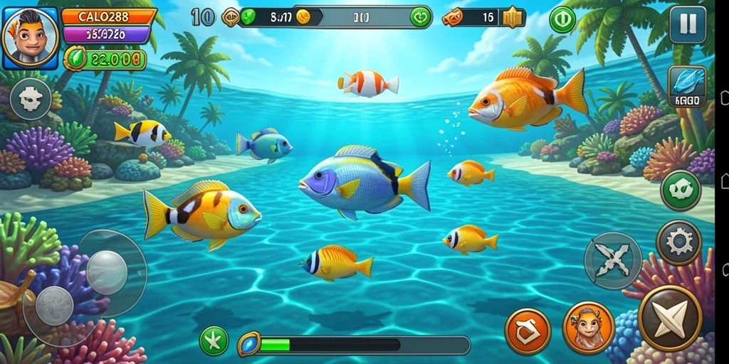 Screenshot gameplay <strong>CALO288</strong> menampilkan aksi seru tembak ikan.