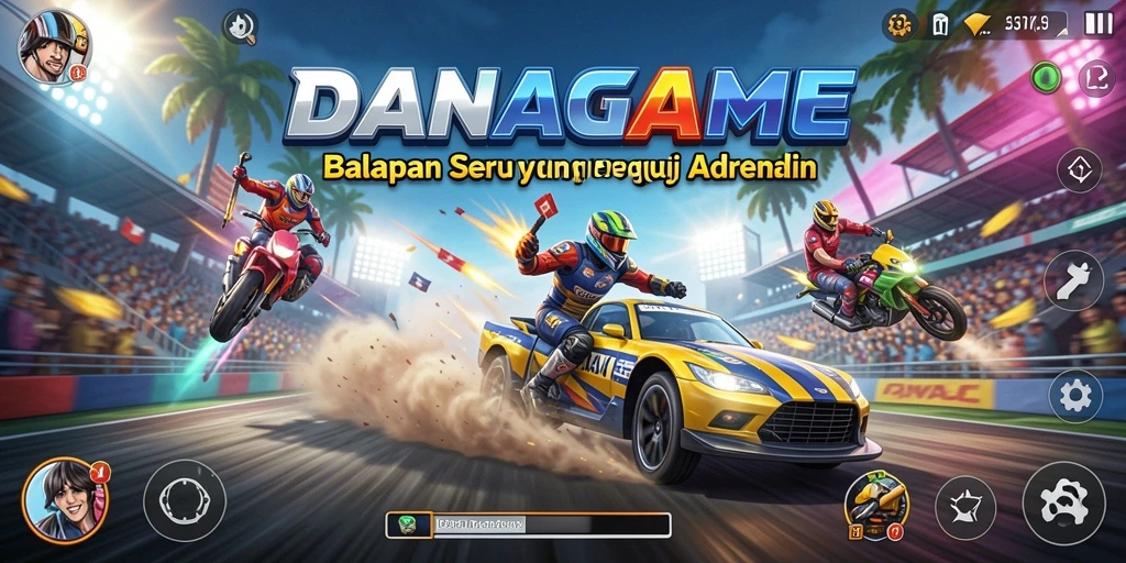 Screenshot gameplay <strong>DANAGAME</strong> menampilkan balapan cepat di lintasan menantang.