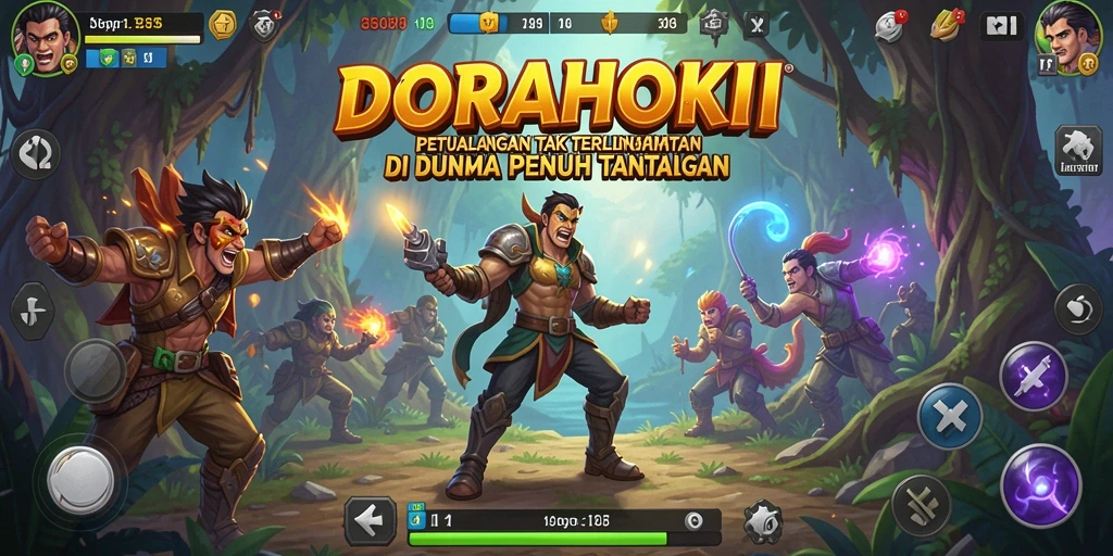 Screenshot DORAHOKI menampilkan aksi seru di dunia petualangan.