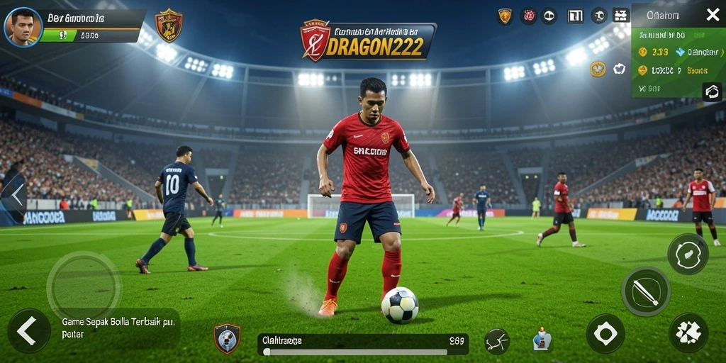 Screenshot gameplay <strong>DRAGON222</strong> menampilkan aksi sepak bola yang intens dan grafis yang menakjubkan.