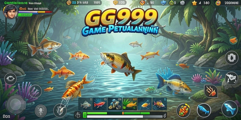 Tampilan gameplay menarik dari GG999 saat memancing di danau.