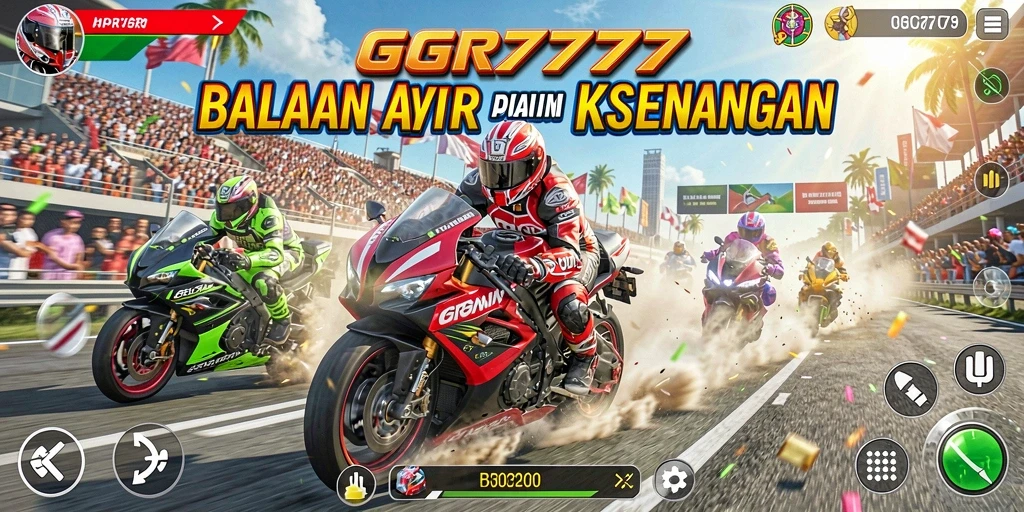 Tampilan gameplay GGR7777 dengan aksi balapan motor yang mendebarkan.