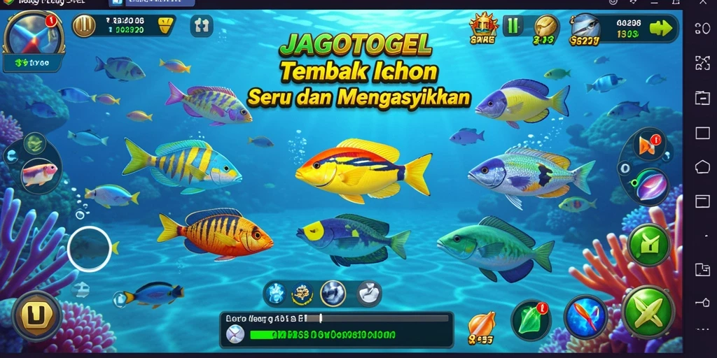 Tampilan gameplay mendebarkan dalam JAGOTOGEL saat berburu ikan.