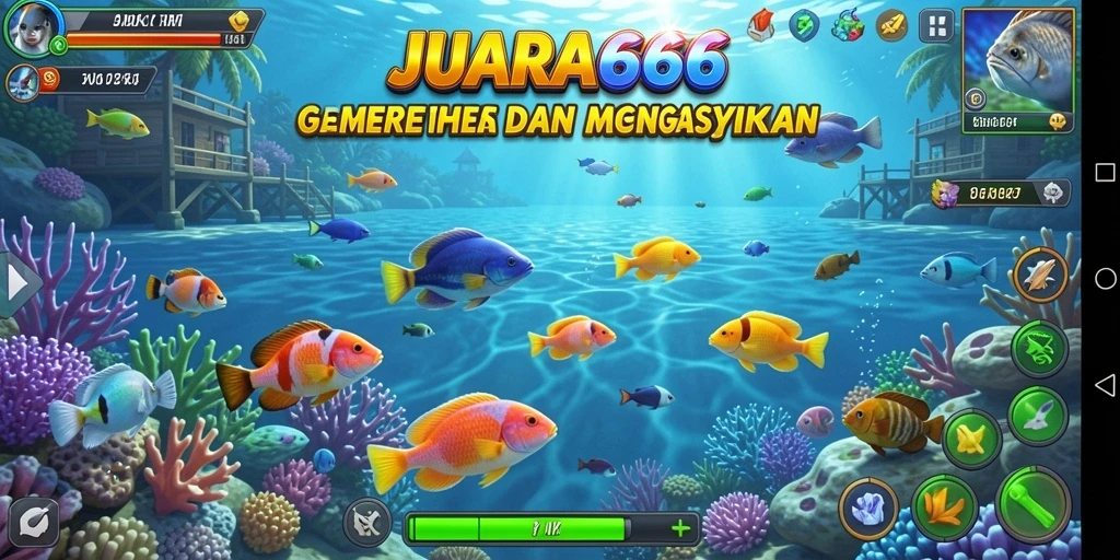 Gameplay JUARA666 menampilkan aksi menembak ikan yang seru dan dinamis.
