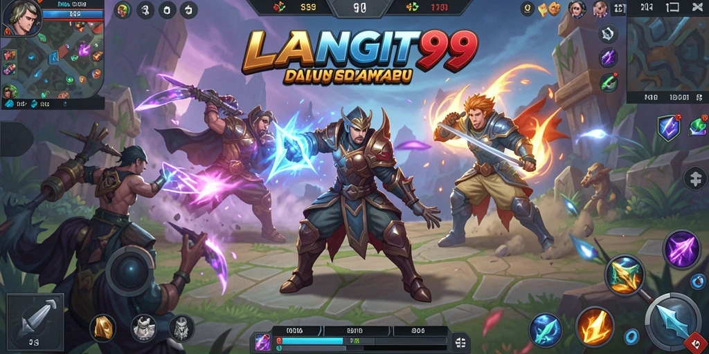 Tangkapan layar LANGIT99 menampilkan aksi seru dalam pertempuran MOBA.