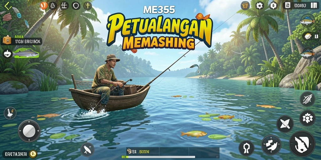 Gameplay seru ME355 saat menangkap ikan di danau.