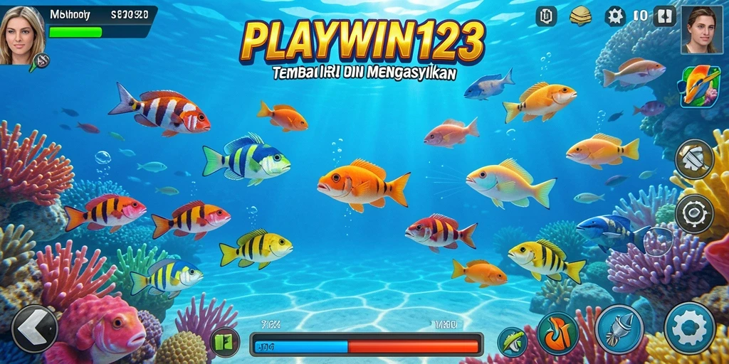 Tampilan gameplay seru saat menembak ikan besar di PLAYWIN123.