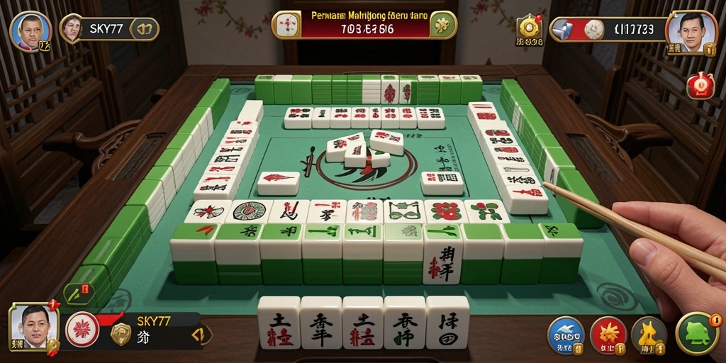Tampilan gameplay seru dalam permainan Mahjong SKY77.