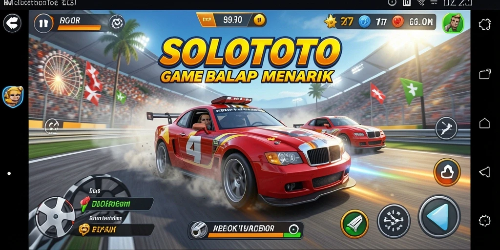 Tangkapan layar utama SOLOTOTO menunjukkan aksi balap yang mendebarkan.