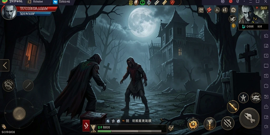 Screenshot gameplay SVIP4 menampilkan momen menegangkan saat melawan makhluk menyeramkan.