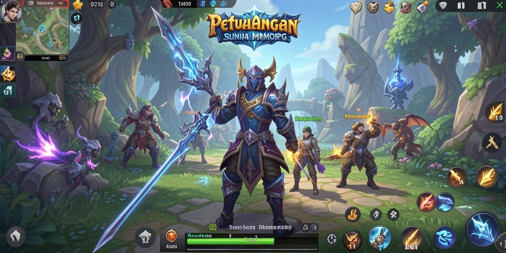 Tampilan gameplay V21 saat pemain bertarung dalam pertempuran epik MMORPG.