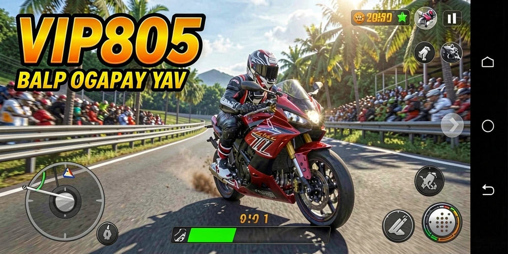 Tampilan utama gameplay VIP805 yang memukau saat balapan motor.